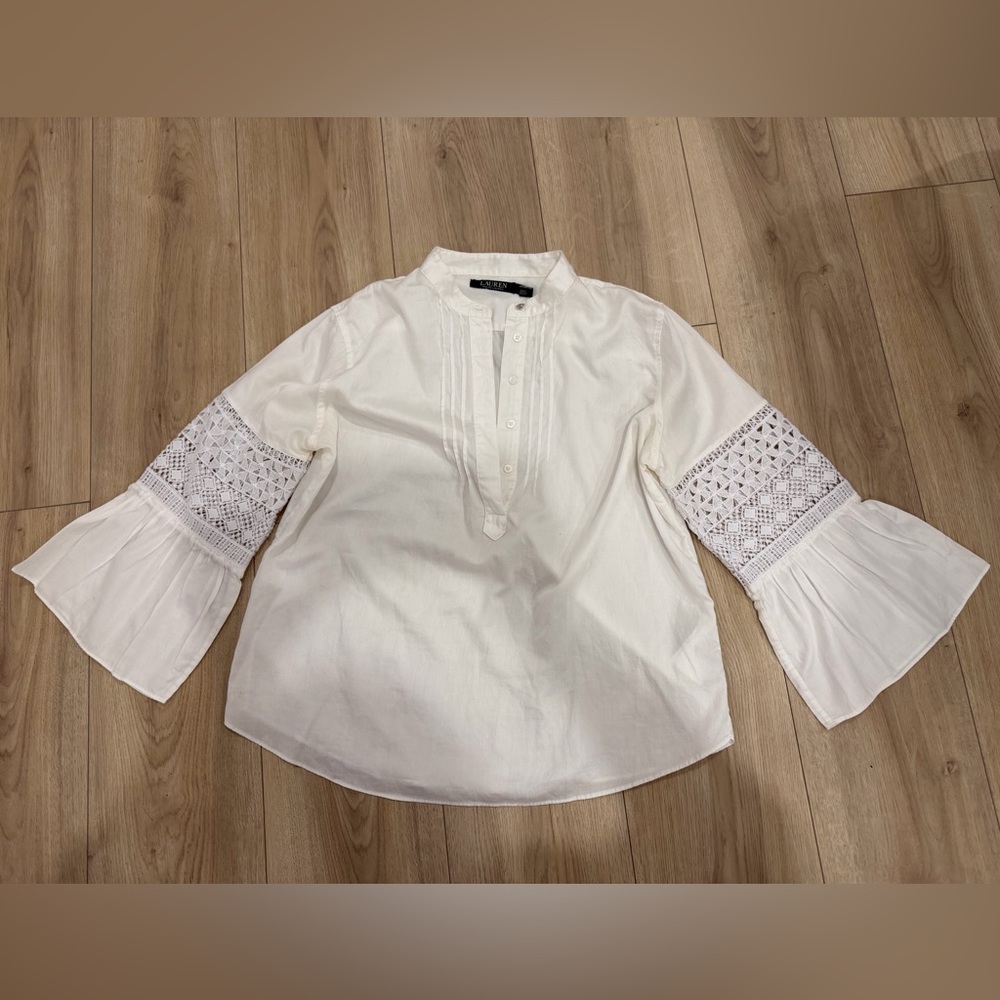 Ralph Lauren Cream Blouse with Lace Sleeves